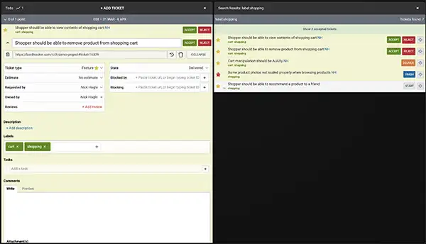 Group with Labels on BARD Tracker Screenshot of BARD Tracker's Label boards